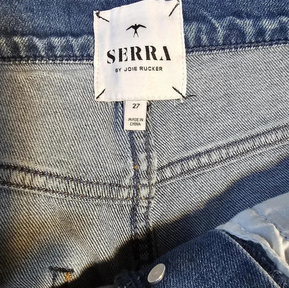 Serra by Joie Rucker Denim Shorts Women's Size 27 Button Fly Blue Distressed - Picture 8 of 8